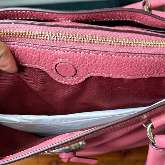 Coach Pebbled Leather Satchel Bag Purse in Rouge Mauve Pink with Gold Hardware - Picture 10 of 16